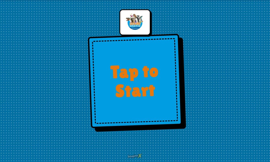 The ImagineX tablet start screen styled in Sealife Adventure's colours and logo
